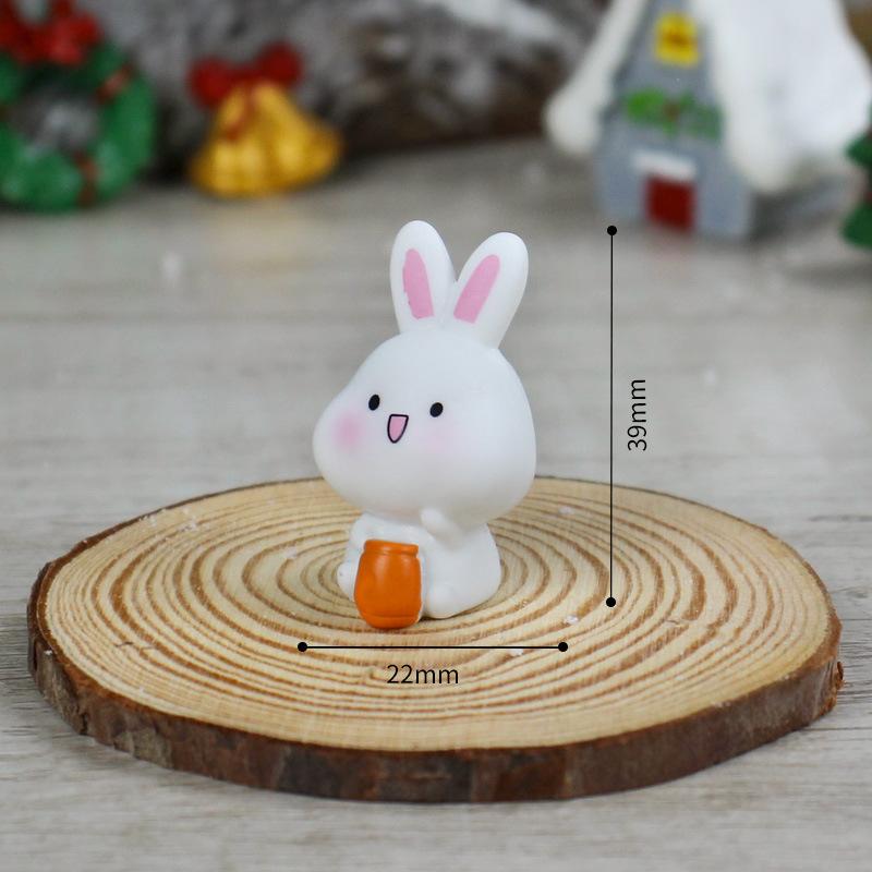 Christmas Resin Decorative ItemsMini Little Rabbits and Cute Cartoon Animals for Decoration and Landscaping