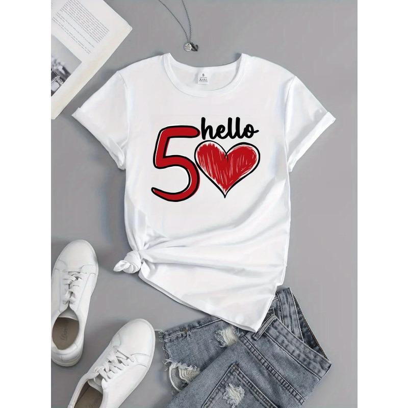 Women'S Casual Sports  Anniversary 1975 Number Pattern Print Crew Neck T-Shirt Short Sleeve TopMachine Washable Comfortable Casual Attire for Women