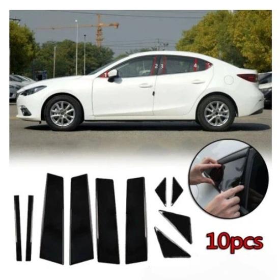 

For Mazda 3, Mazda Axela, and CX-5 2014- window trim strips with bright black center pillar stickers 14-19 10pcs