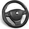 ALEMODR Black Carbon Fiber Leather Steering Wheel Cover Universal 15 inch