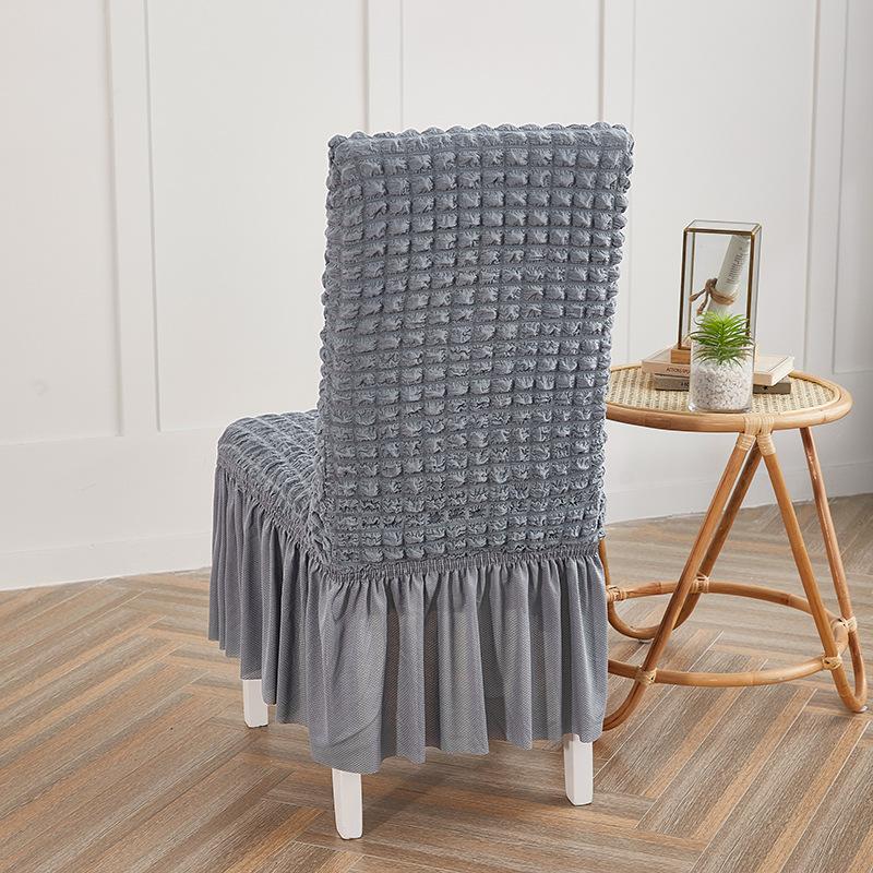 Chair Cover Bubble Yarn Solid Color Elastic Seat Cover Home Use Hotel Dust Resist Elastic Chair Cover Durable Durable