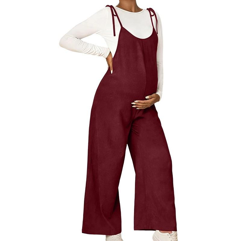 Maternity High-Waisted Wide-Leg Trousers With Belly Support Comfortable Loose Fit Pregnancy Daily Wear