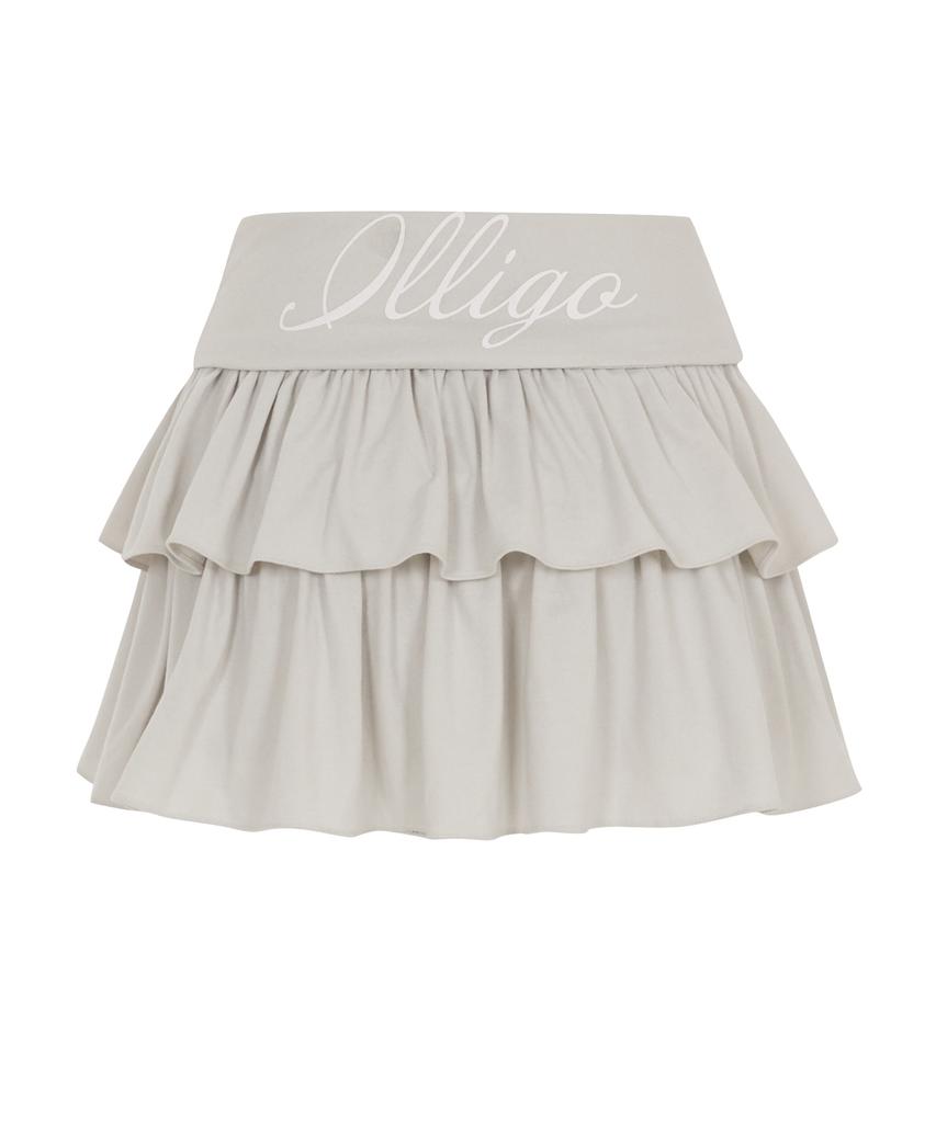 Iligo Tiered Layered Rib Skirt Light Gray