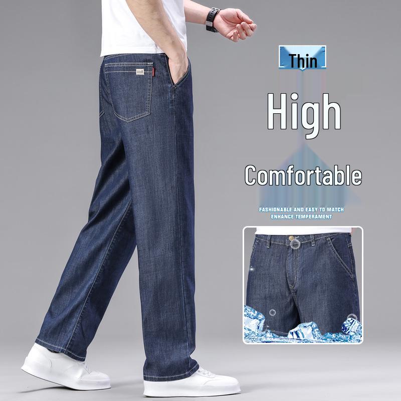 Men's Ultra-Thin Ice Silk Tencel Straight-Leg Jeans