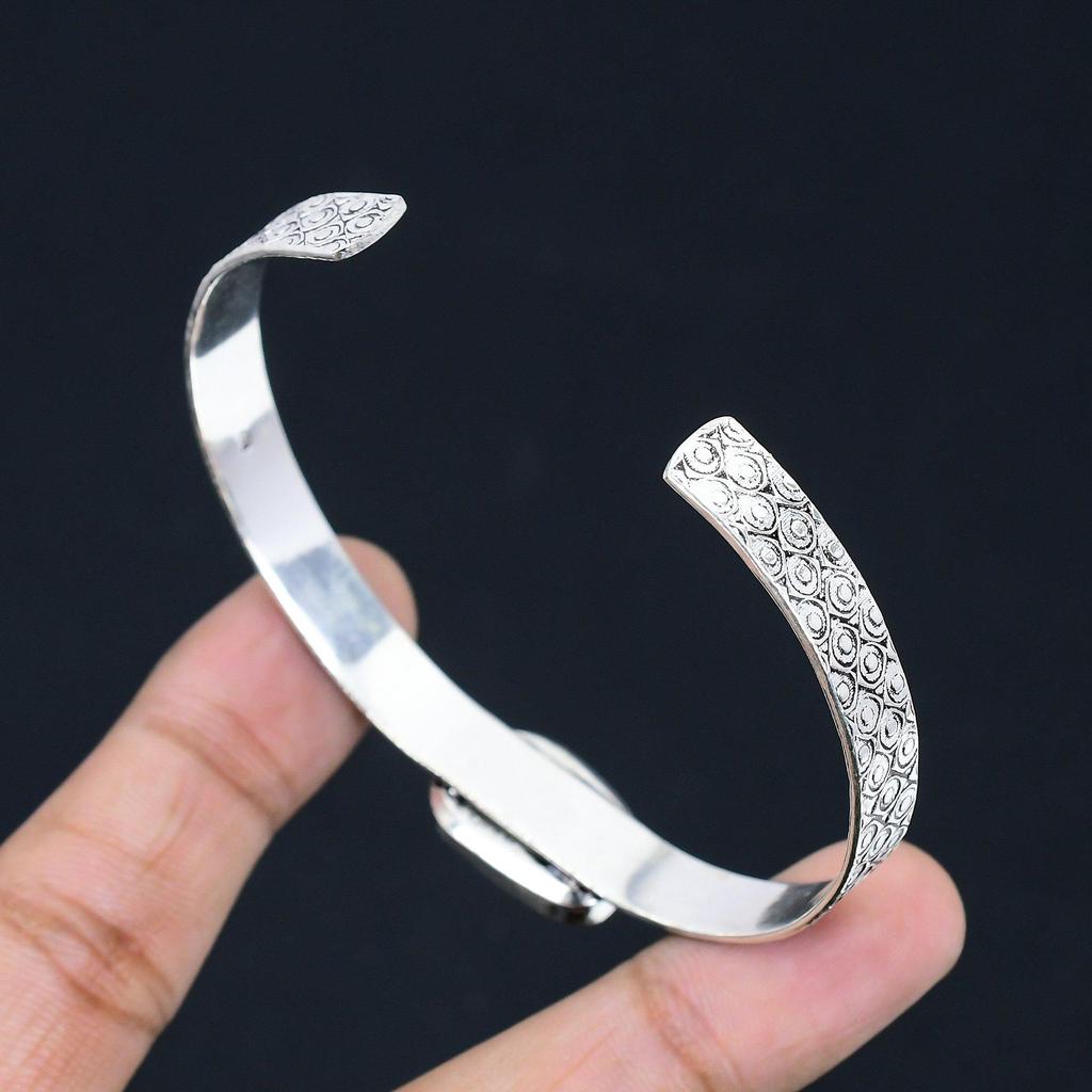 Natural Rainbow Moonstone Gemstone Bangle Adjustable 925 Silver For Girls