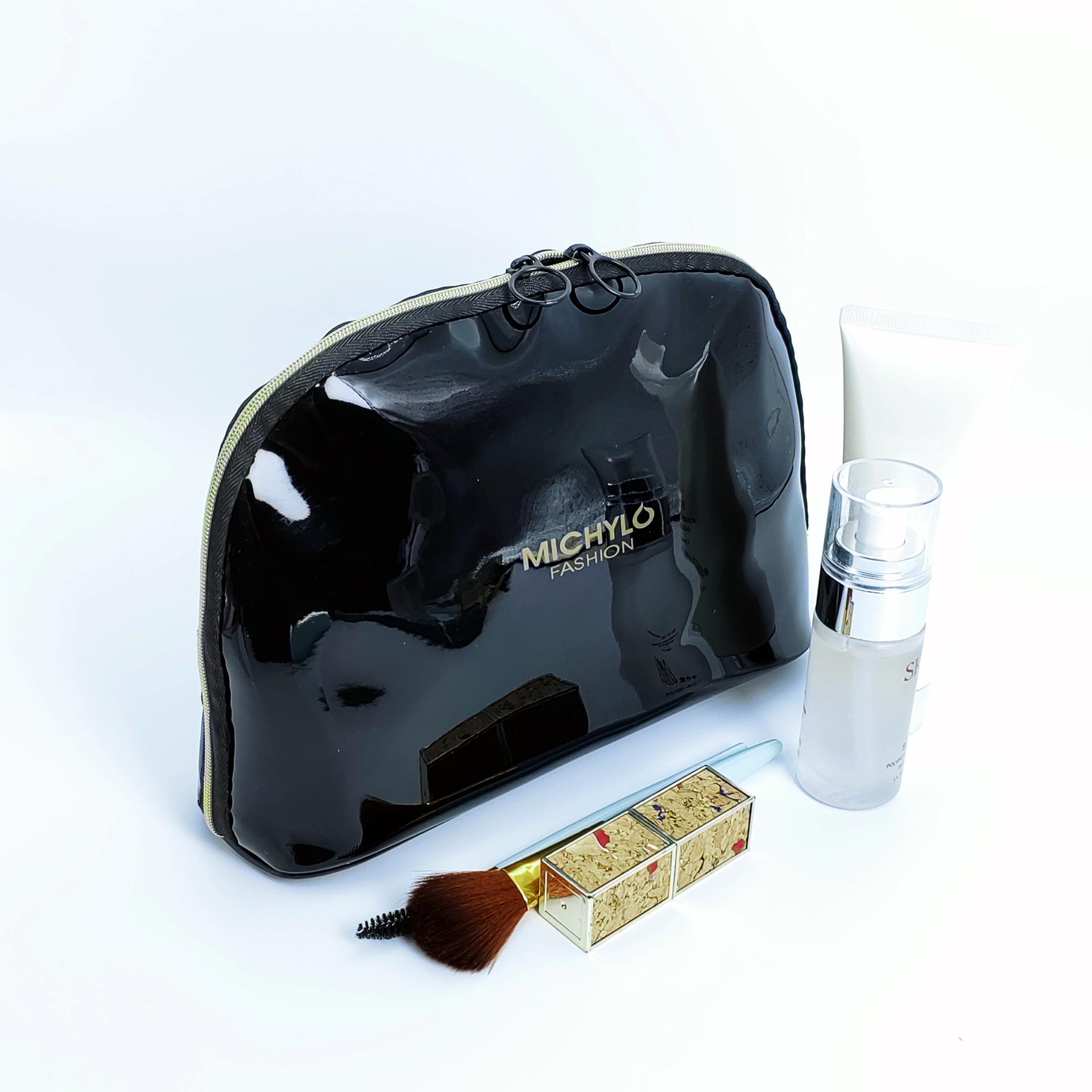 

Элегантный набор из зеркальной кожи и косметички: Три размера для путешествий и свадебных нужд