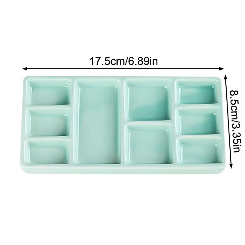 White Green Squares Ceramics Nail Art Tray Blending Nail Color Mixing Tray Nail Salon Art Palette Display Board Manicure Tool
