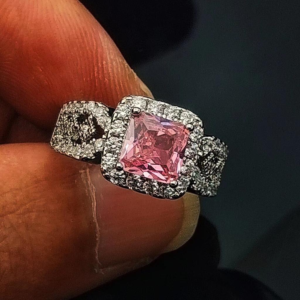 Fashion Accessories Princess Square Bag Zircon Jewelry Ring Women'S Diamond Ring Trend High Carbon Diamond Ring