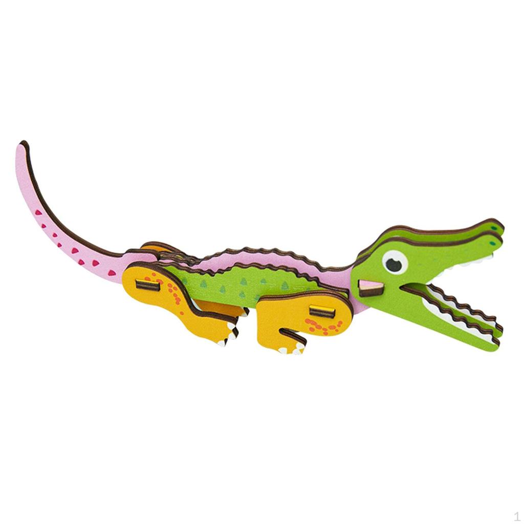 3D Cartoon Wooden Insert Puzzle DIY Toy Model for Toddler Girls Boys Children Birthday Gifts