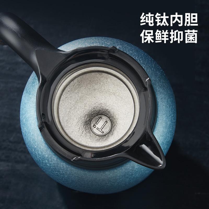 1.5L Large Capacity Teapot With Pure Titanium Inner Liner And Tea Filter,Temperature Display,Stainless Steel Housing Tea Set