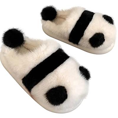 YUYAKESHI Cute Panda Non-Slip Winter Room Shoes, Fluffy, Warm, Soft, and Comfortable for Indoor Use (Non-Wrapped Ankle, Sizes 25-25.5cm)
