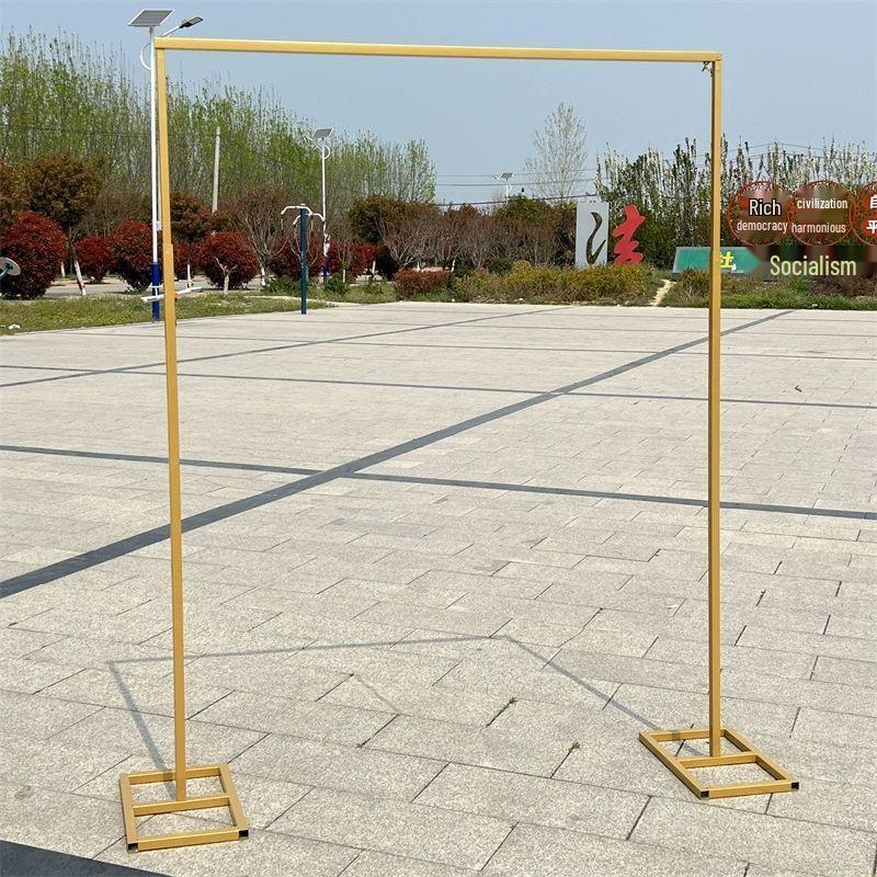 Golden Wrought Iron Wedding Arch Telescopic Stand for Stage Decoration