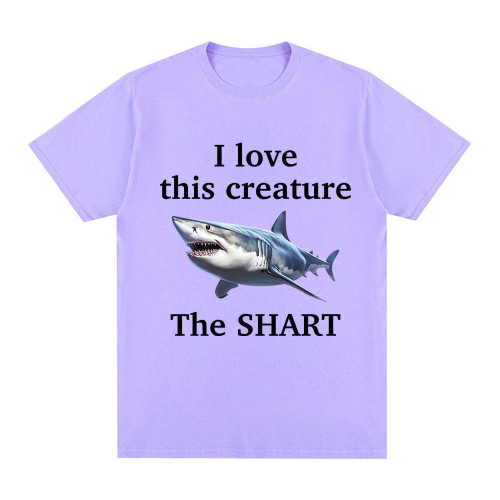 I Love This Creature The Shart Shark Funny Meme T Shirts Men Fashion Short Sleeve T-shirts Cotton Oversized Short Sleeve T-shirt