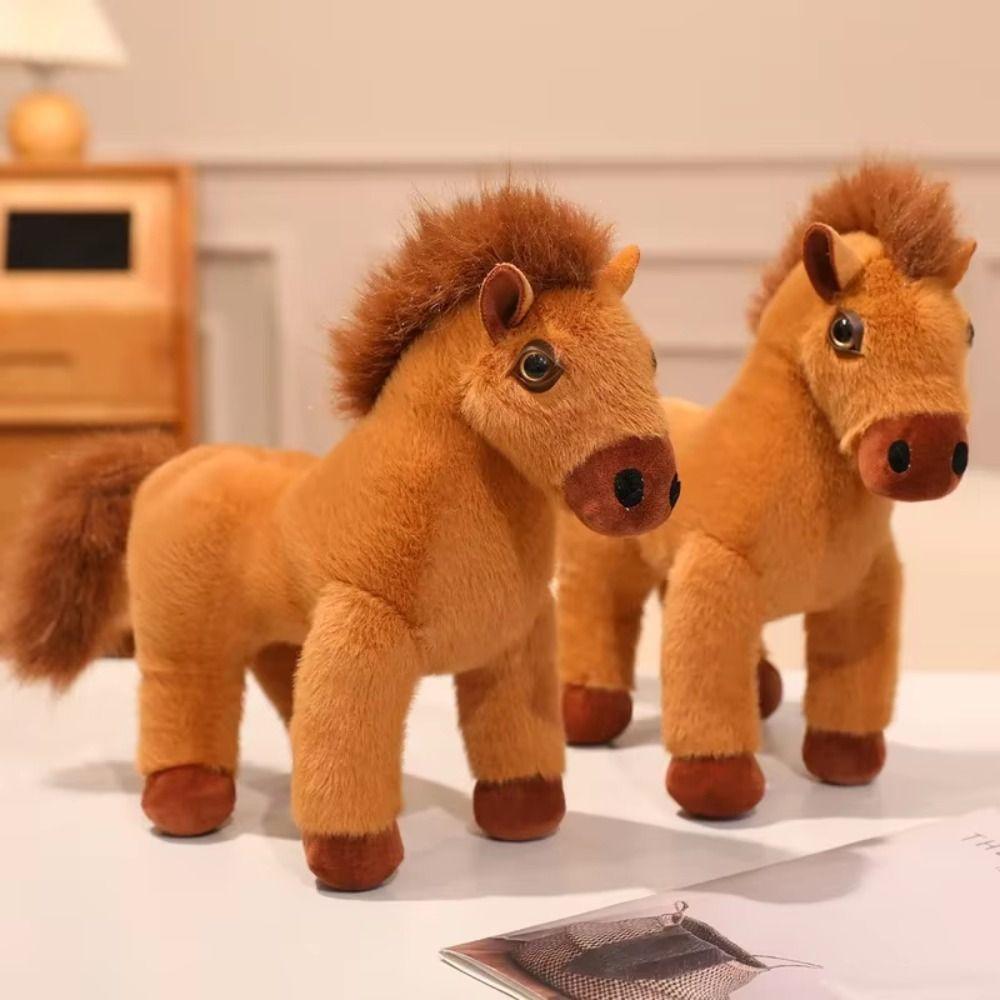 Long Mane Standing Foal Plush Doll Simulation Cartoon Horse Stuffed Toy Pony Plush Toys Kids Gift