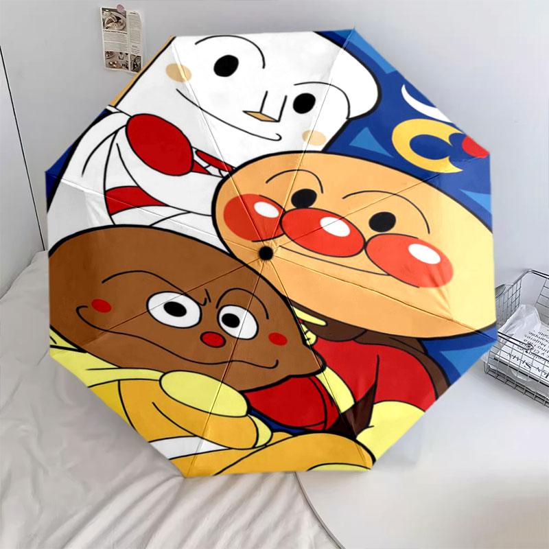 Kawaii Anpanman Cartoon Umbrella Portable Lightweight Travel Umbrella Anti-UV Sunshade Umbrella for Boys Girls