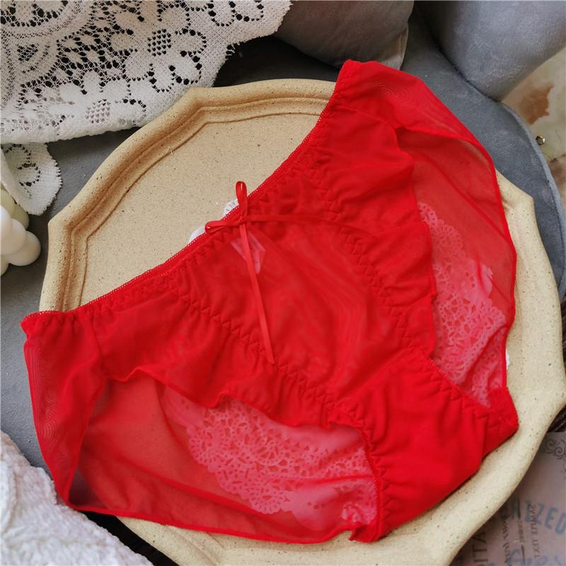 

Прозрачные марлевые сексуальные женские трусики с низкой посадкой и милым бантом One Size красный