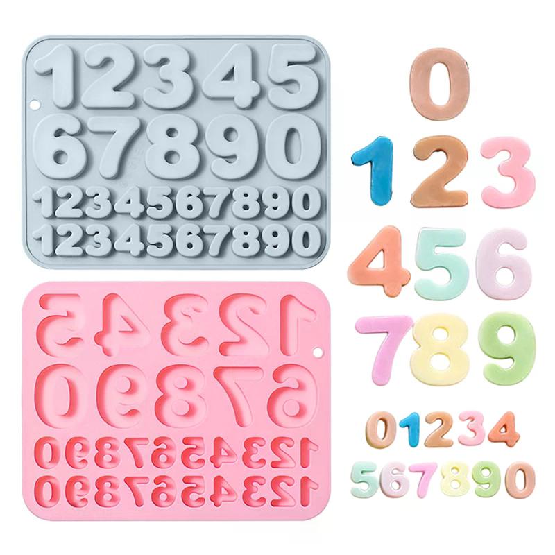 Molde de Silicone de Números, Molde de Chocolate de Números 0-9, Molde de Números Reutilizável, Decorações de Bolo de Feliz Aniversário, Molde para Assar Cupcakes
