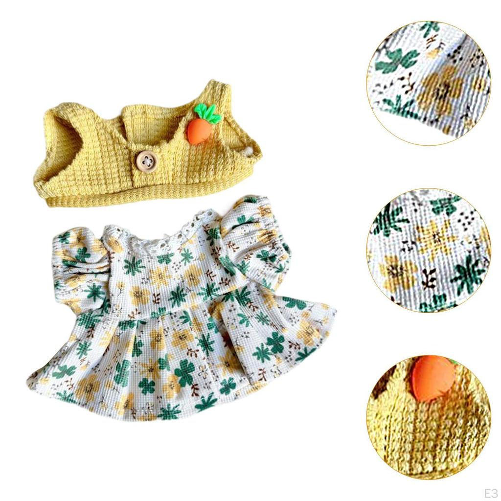 20cm Doll Clothing Set with Dress and Vest for Plush Toys