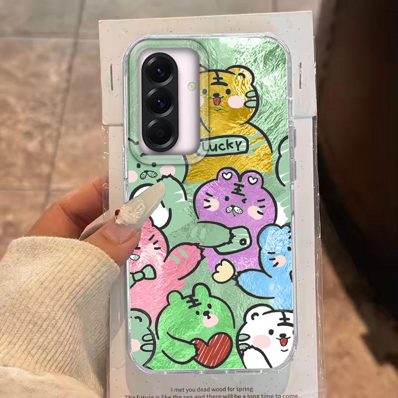 Case For For Samsung Galaxy A56 A36 A16 A25 A35 A26 S25 S24 Plus Ultra FE Phone Cover Orange Cat Cartoon For Samsung A55 TPU Bag