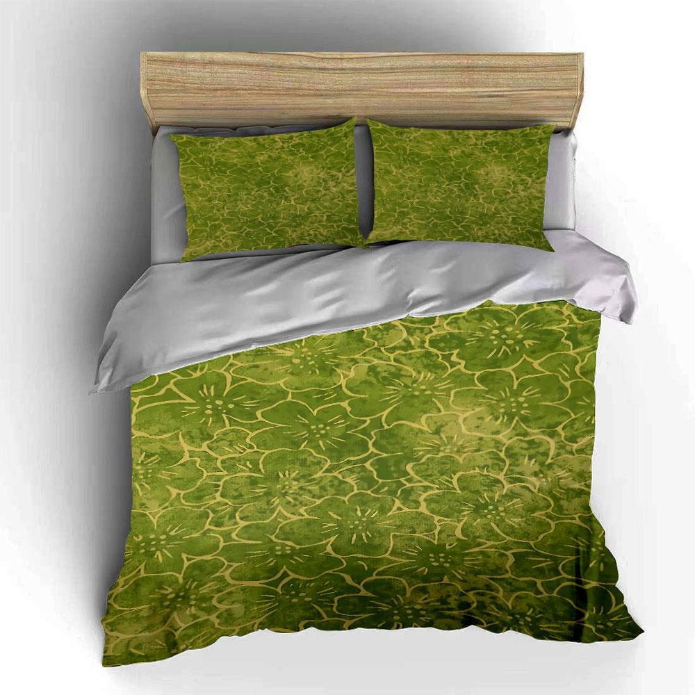 Green Floral Outline Pattern. Bedding Sets Duvet Cover Sets Duvet Covers Pillowcases(1 * Duvet Cover 2 * Pillowcases, Without Duvet Insert)