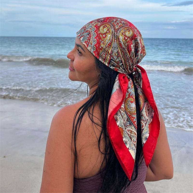 

90*90cm Square Silk Scarf Women Fashion Designer Beautiful Paisley Foulard Soft Satin Shawl Kerchief Scarfs Neck Headscarf 2026 90x90cm