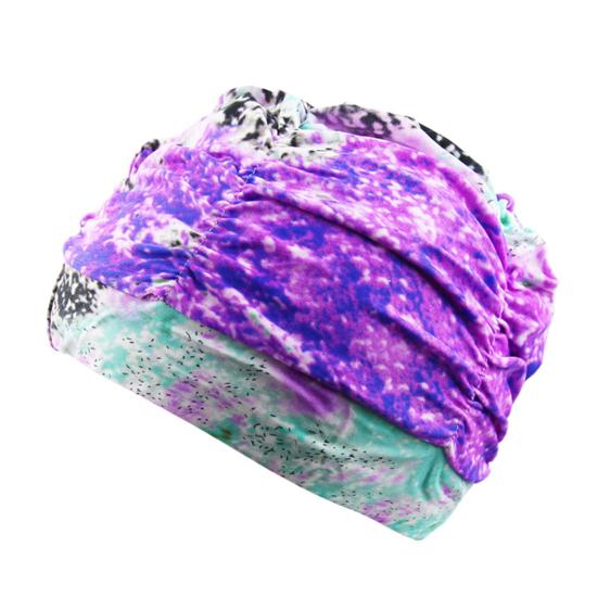Cloth Swimming Pool Cap for Women, Breathable Colorful Ruffle Swim Cap, Elastic Ear Protection Short Long Hair Bathing Hat