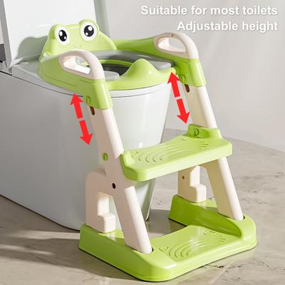 Potty Training Toilet 2 In 1 Toddler Seat with Step Stool Soft Cushion Adjustable Height Triangular Base Toilet Ladder Toilet Seat Stair