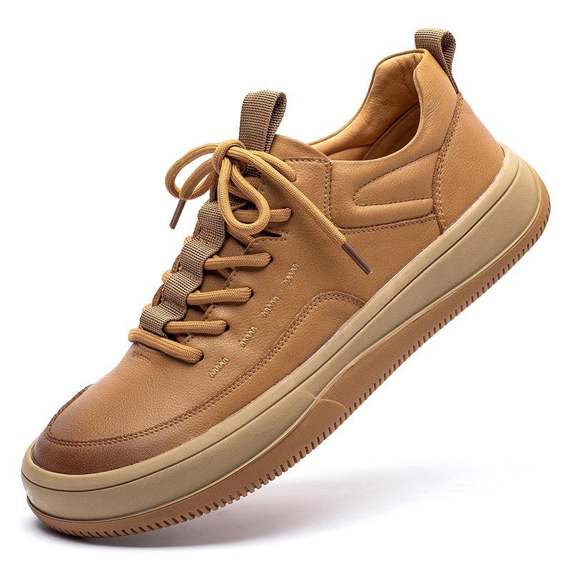 Spring New Leather Men's Shoes Trendy Versatile Leather Shoes Platform Non-slip Casual Shoes Men's Crooked Clown Shoes