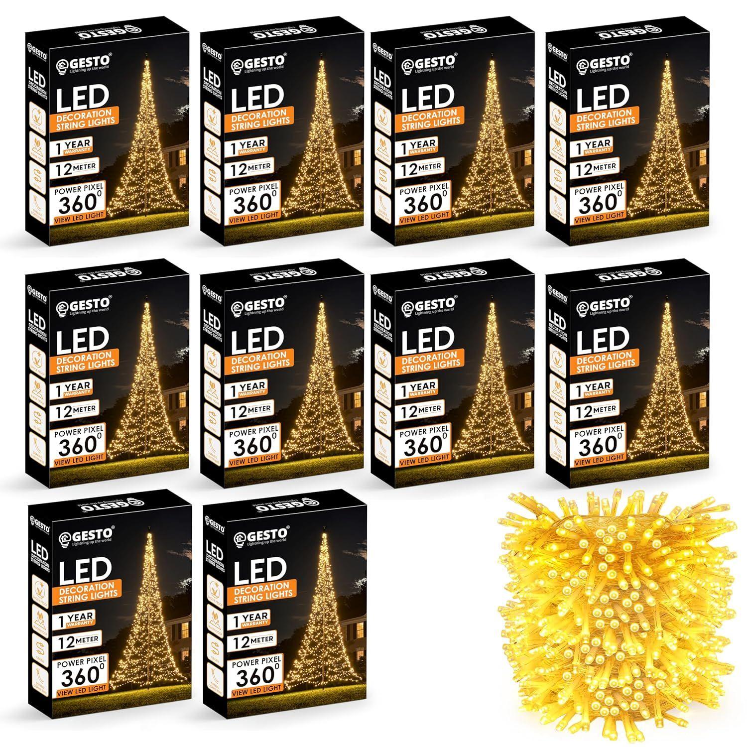 

Warm White Led Serial String Lights – Waterproof Copper Wire Yellow Fairy Lights for Home Decoration,Christmas, Deepawali & Diwali Decoration Lights (12 Meter | Pack of 10)