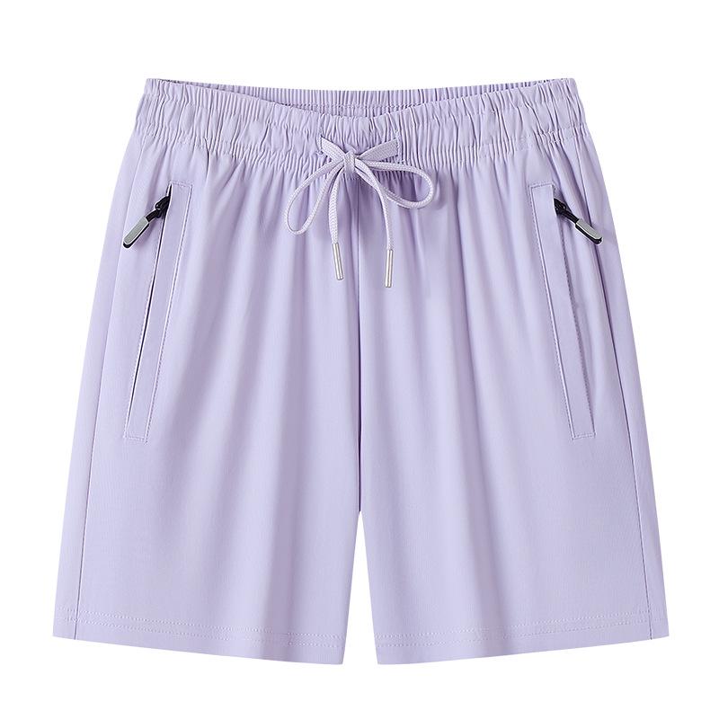 Women's Summer Ice Silk Shorts - Breathable, Versatile, Slimming Three-Quarter Pants with Customizable Logo Options.