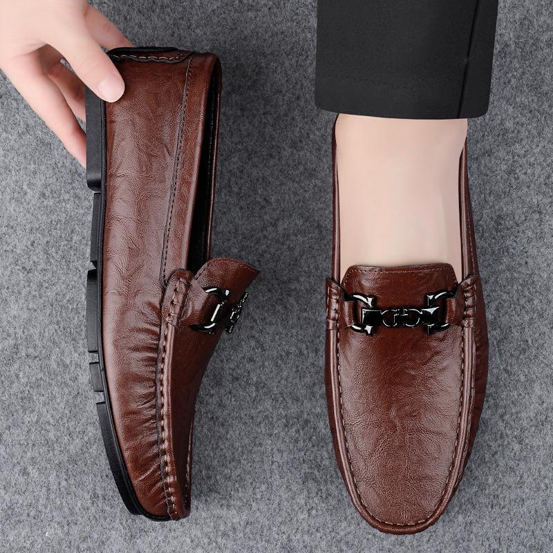 

Doudou shoes new soft-soled soft leather casual leather shoes youth driving shoes 44 коричневий
