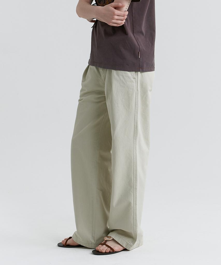 MAGOODGAN Serin 4611 Pigment One-Pleat Flare Wide Fit Stone Chino Pants