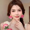 Summer Super Fairy Chiffon Flower Stud Earrings Women's Light Luxury Temperament High Sense Exaggerated Earrings New Popular Earrings