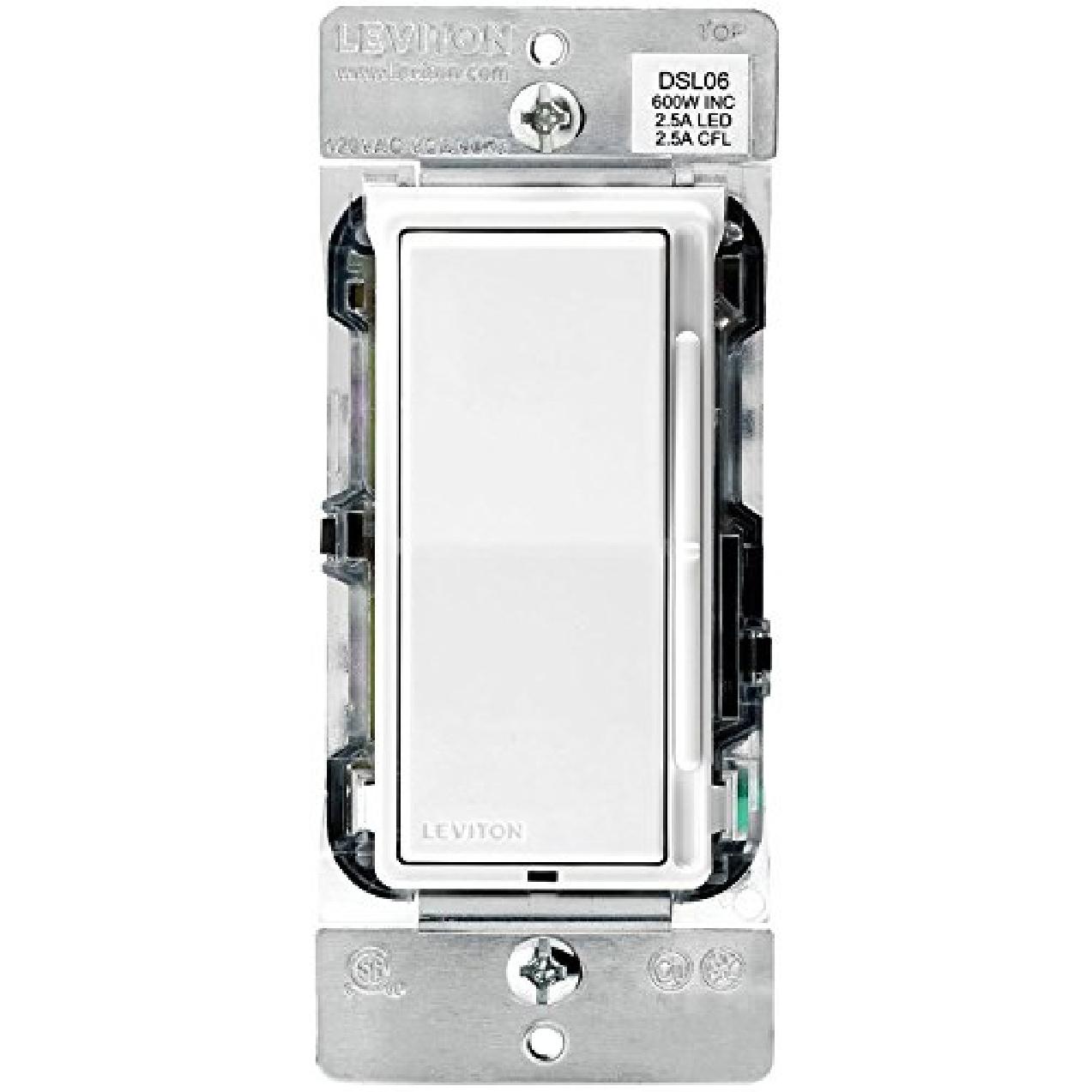 

Leviton DSL06-1LM 600 Watt Single Pole 3-Way Universal Rocker-Slide Dimmer, White