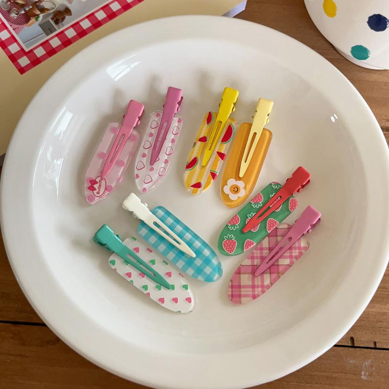2Pcs/Pack Candy Color Hair Bang Clip Summer Hairpin No Crease Acrylic Barrette Hair Side Clamp For Girl Hair Accessories