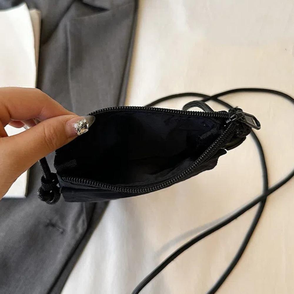 Leather Straps Nylon Phone Bag Solid Color Small Cloth Crossbody Bag Square Phone Purse  Girls