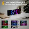 8 Colors Digital Wall Clock, 16.2" Large Digital Clock with Temperature, Date, Auto DST, Night Light, Auto Brightness Dimmer, 24/12-hour Wall Clock