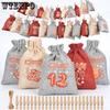24pcs Countdown Drawstring Bag Linen Drawstring Bag Christmas Arrival Calendar Christmas Gift Bag 24-digit Cloth Bag