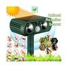 Ultrasonic Animal Repeller Solar Powered Deterrent Cat/Dog/Pest Scarer Repellent