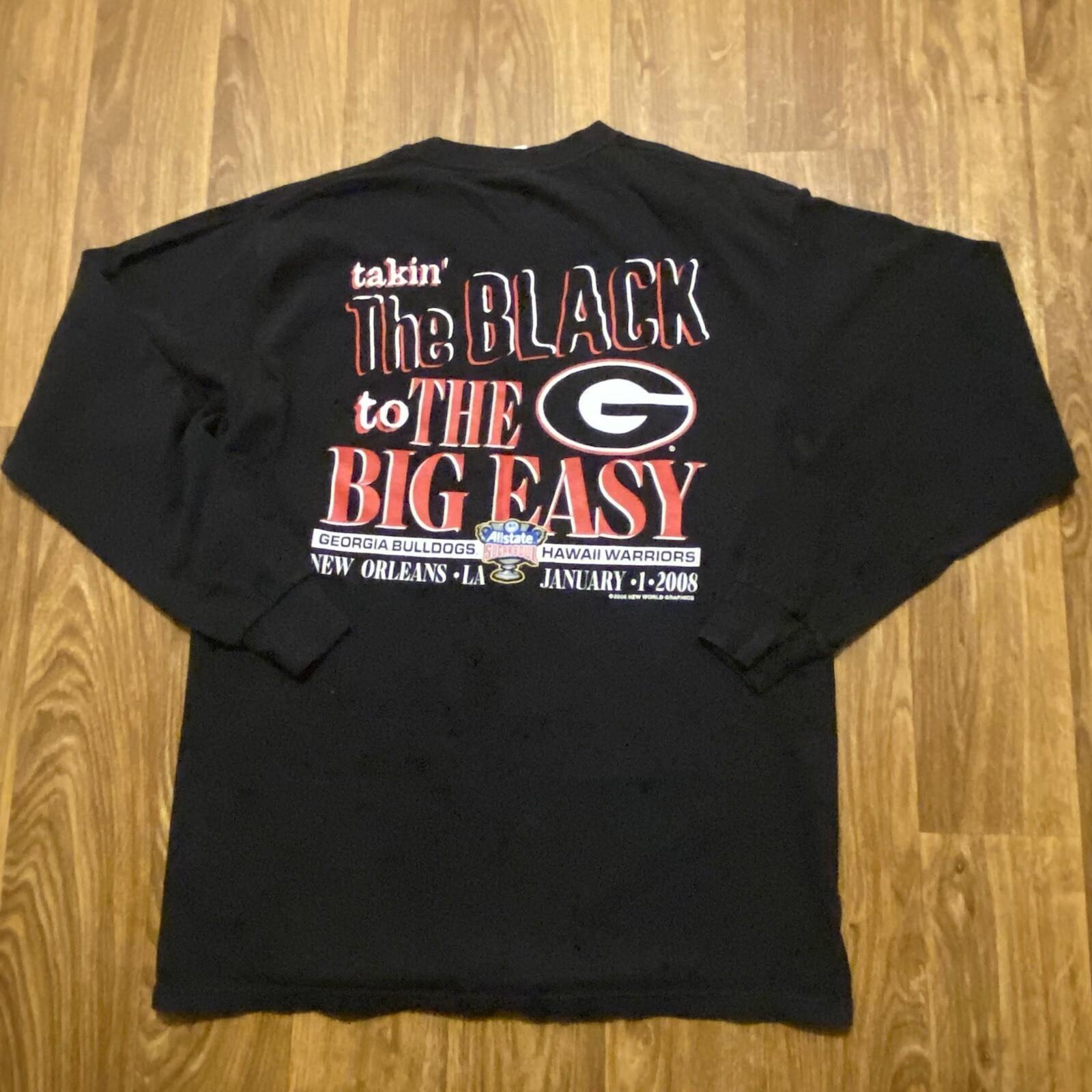 Y2K Georgia Bulldogs Shirt Men Medium Black New Orleans LA SugarBowl 2008 XXXXL