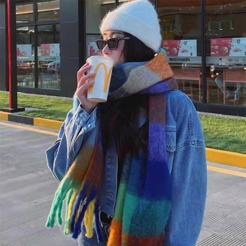 Korean Style Winter Thick Warm Scarf Women Cashmere Shawl and Wraps Pashmina Neckerchief Bufanda Female Long Tessel Echarpe 2025