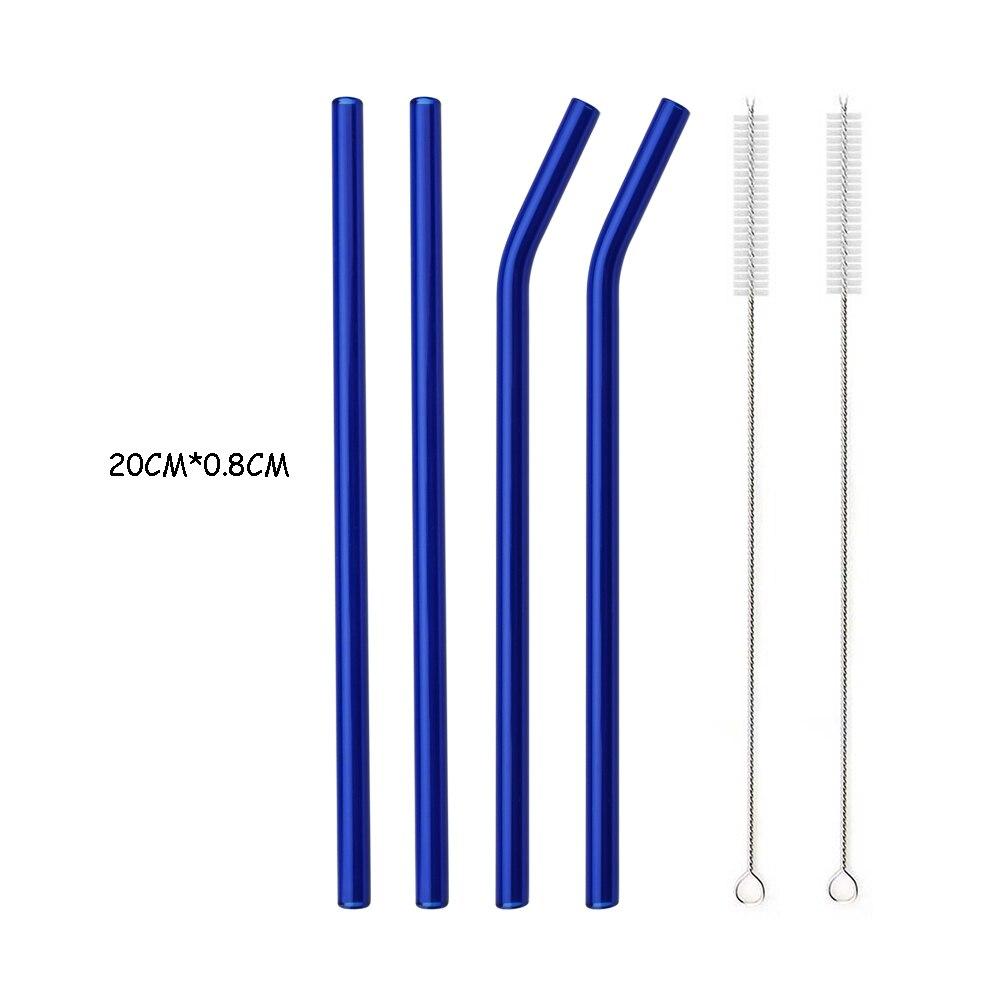 Ekologické brčko s vysokým obsahem borosilikátového skla Barevná opakovaně použitelná brčka pro koktejly Smoothie Příslušenství ke koktejlovému baru s čisticím kartáčem