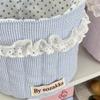 Korean Quilted Fabric Basket for Girls - Round Storage Organizer for Toys and Snacks.