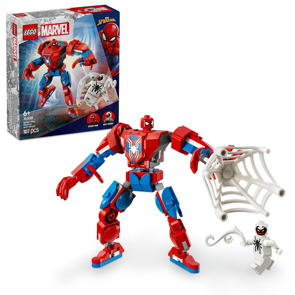 LEGO Marvel Spider-Man Mech vs. Anti-Venom Toys Birthday Gifts Blocks Educational Boys Girls Kids Ages 6 7 8 9 Marvel Goods Figures 76308