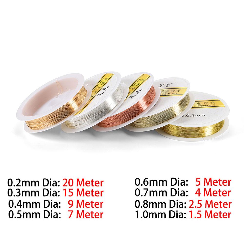 1Roll Gold Color Copper Wire 0.2/0.3/0.4/0.5/0.6/0.7/0.8/1.0mm Beading Cord DIY for Jewelry Making Accessories Wholesale