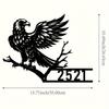 Custom Metal Eagle Wall Art with House Name Address Outdoor Garden Decor Easy Hang Housewarming Gift