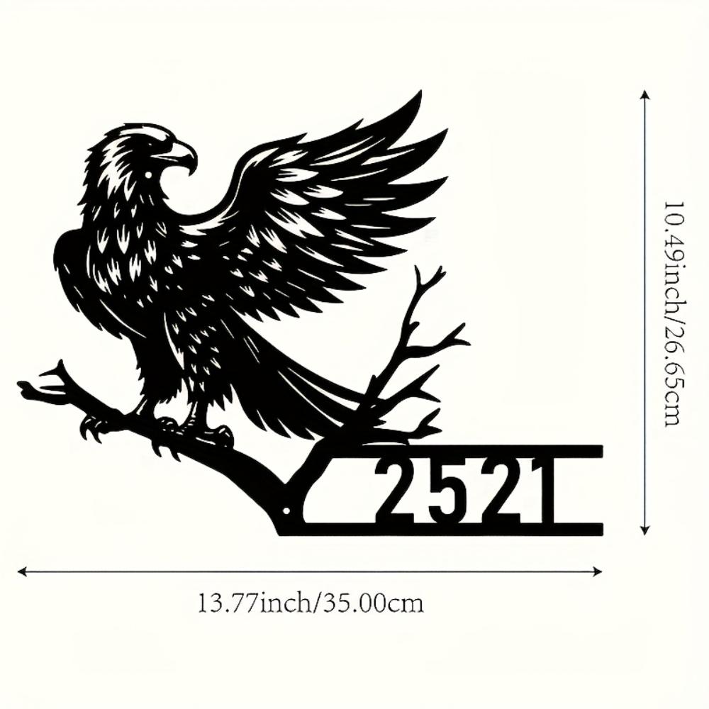 

Custom Metal Eagle Wall Art with House Name Address Outdoor Garden Decor Easy Hang Housewarming Gift