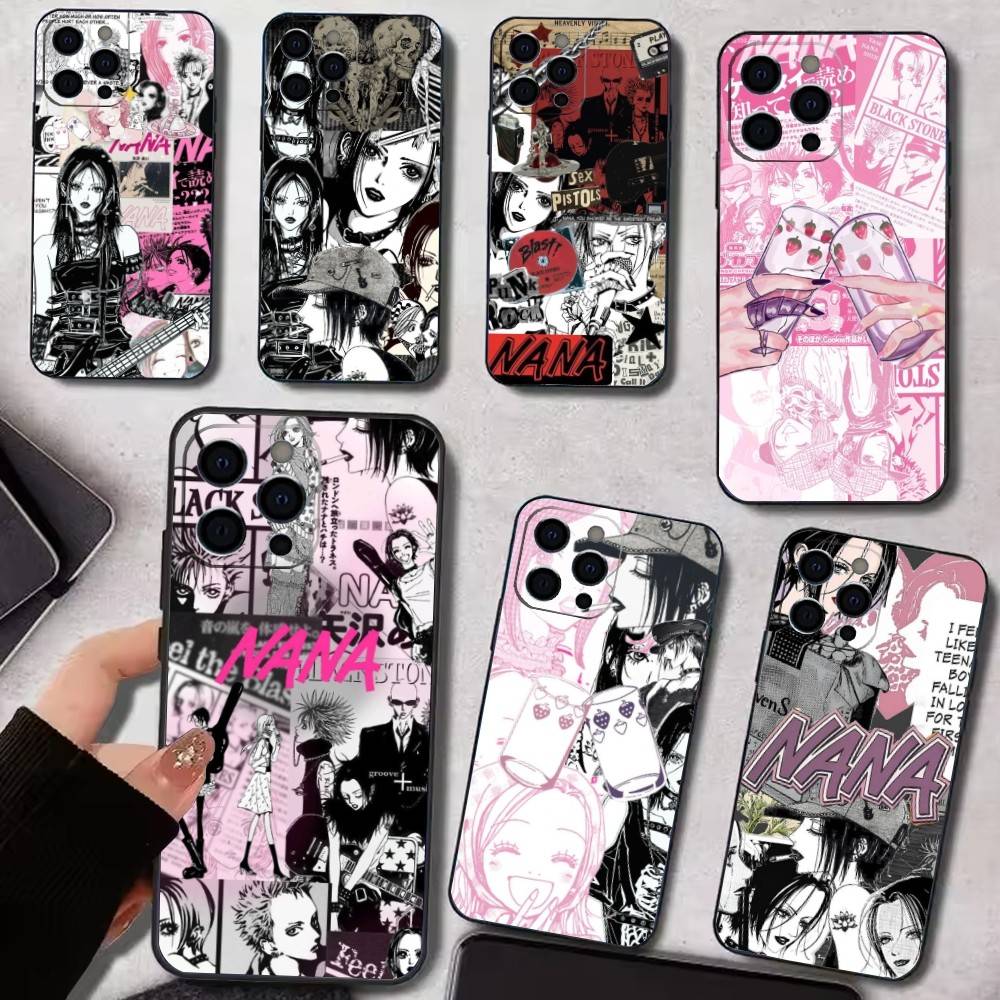 Japanese Classic Anime N-NA N-NA Phone Case For iPhone17,16,15,14,13,12,11 Plus,Pro Max Soft Black Cover