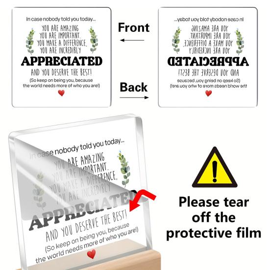 Meritați Semn de Masă Acrilic cu Bază din Lemn Suport Emoțional Inspirațional Semn de Masă Decor Birou Acasă Ornament