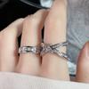 Niche Design Cross Opening Ring Set Row Diamond Zircon Light Luxury High Sense Fashion Cold Wind Ring